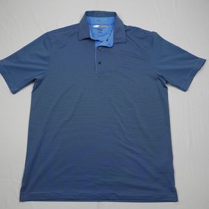 Greg Norman Polo Shirt ML75 Adult M Men's Pullover Blue Striped Short Sleeves